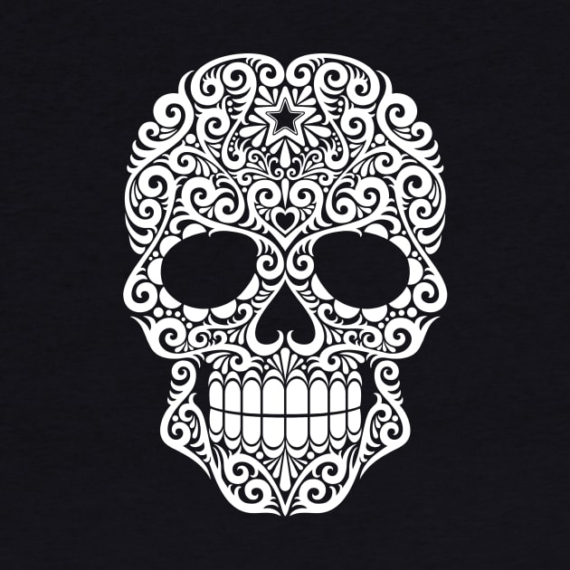 White Swirling Sugar Skull by jeffbartels